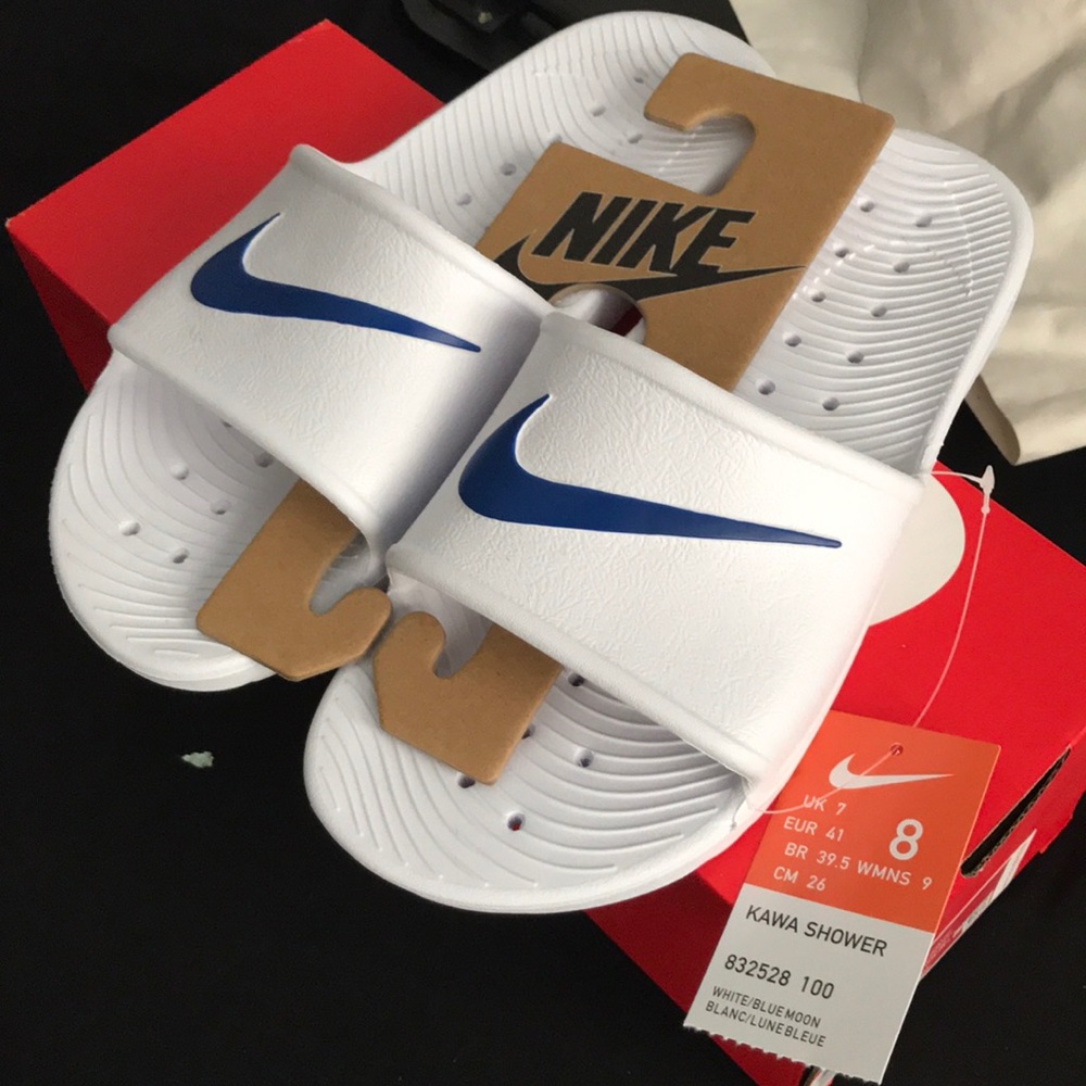 White Nike Slides